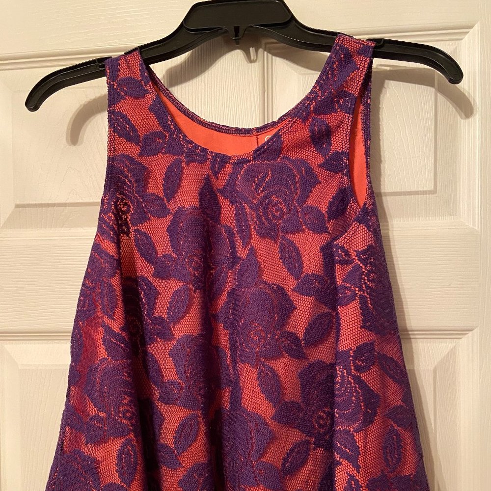 Cherokee Purple/Orange Floral Tank Swing Top Girls Size Large